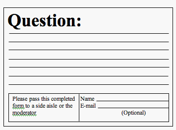 presentation question sheet